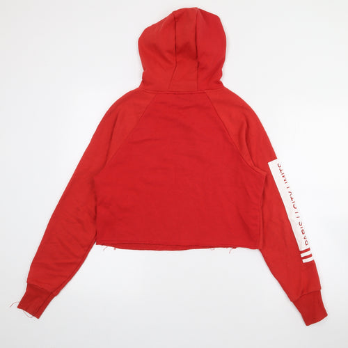 New Look Womens Red  Cotton Pullover Hoodie Size 6
