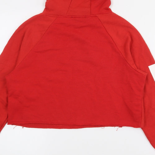 New Look Womens Red  Cotton Pullover Hoodie Size 6