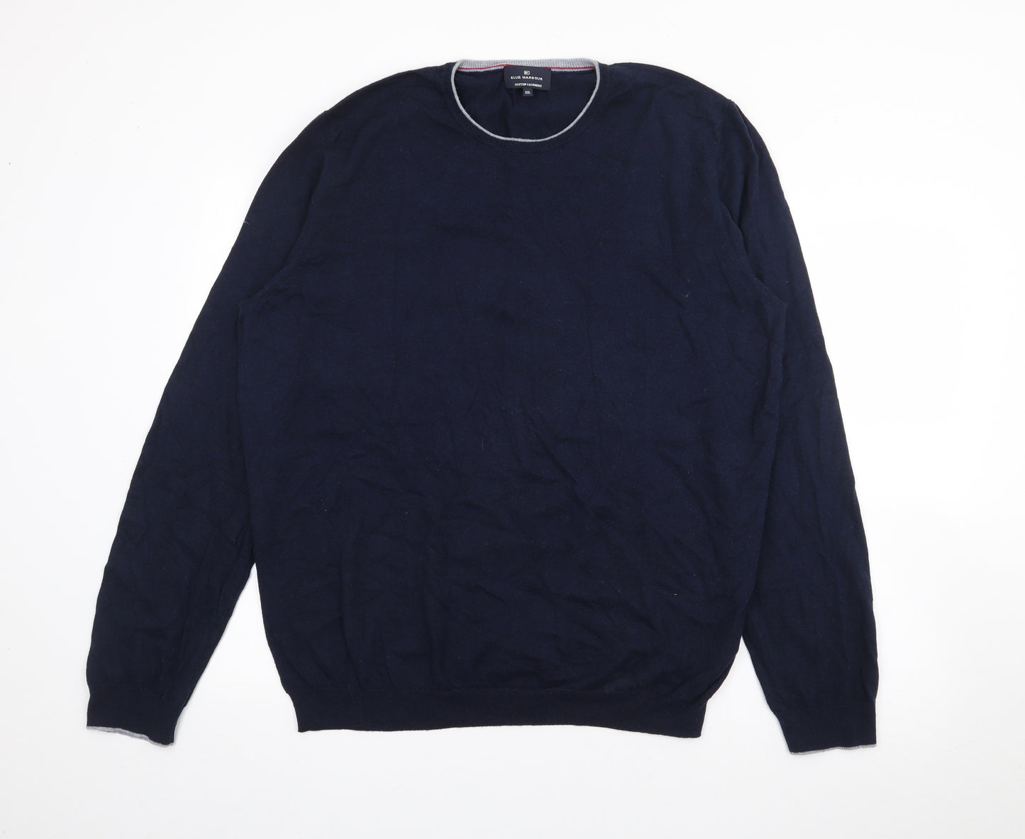 Blue Harbour Mens Blue Crew Neck  Cotton Pullover Jumper Size 2XL