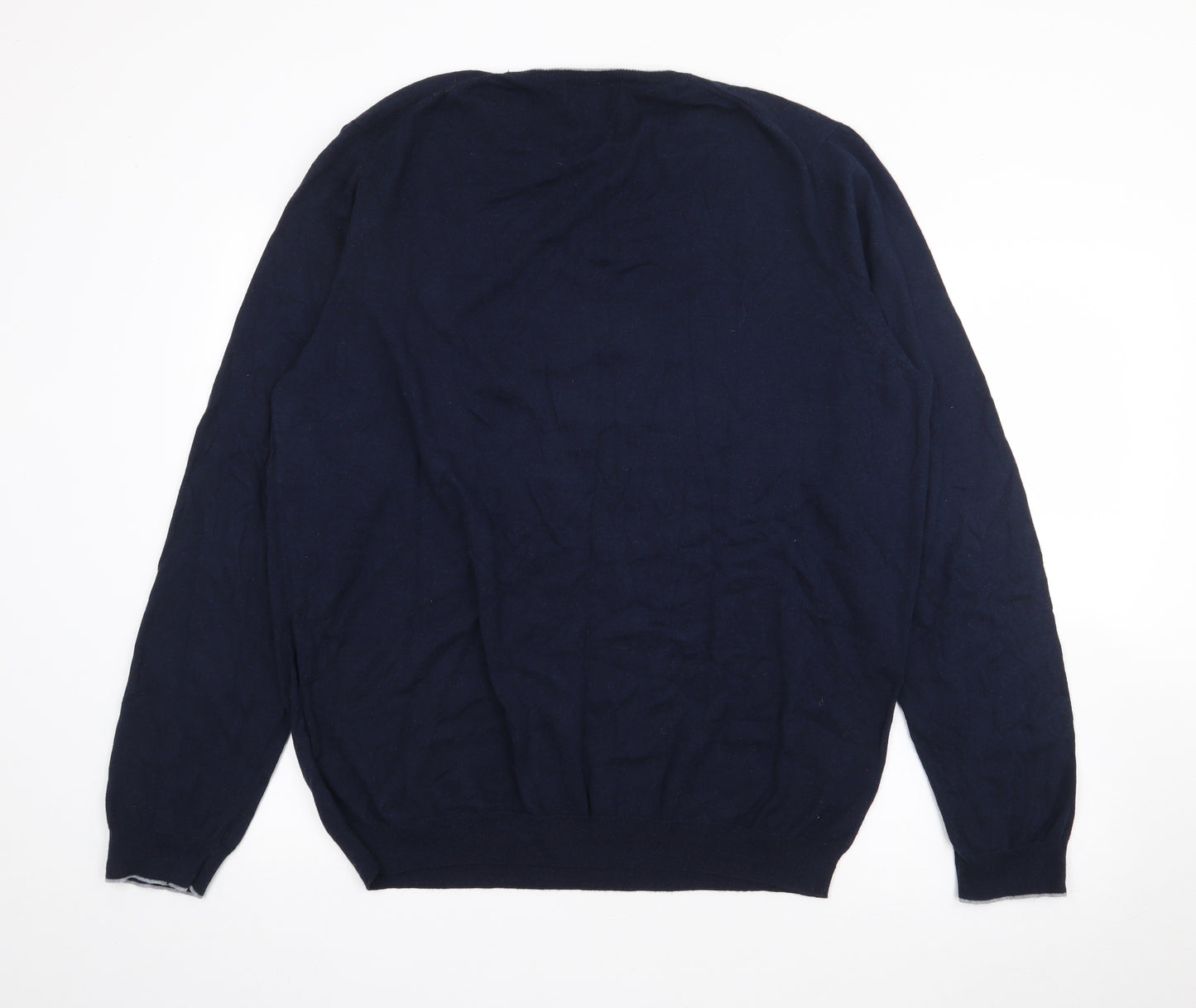 Blue Harbour Mens Blue Crew Neck  Cotton Pullover Jumper Size 2XL
