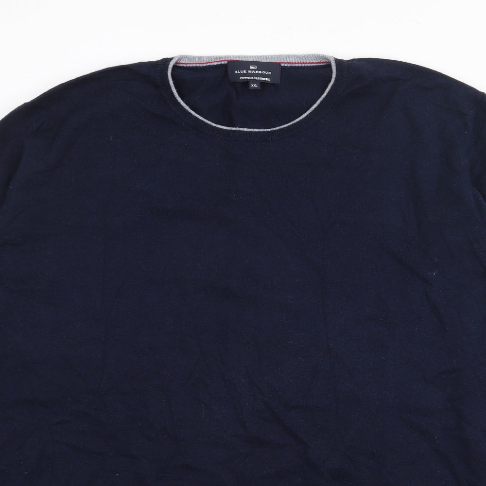 Blue Harbour Mens Blue Crew Neck  Cotton Pullover Jumper Size 2XL
