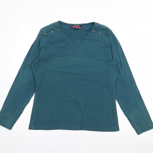 Arista Womens Blue Scoop Neck  Cotton Pullover Jumper Size 16