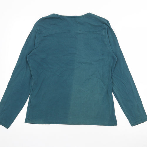 Arista Womens Blue Scoop Neck  Cotton Pullover Jumper Size 16