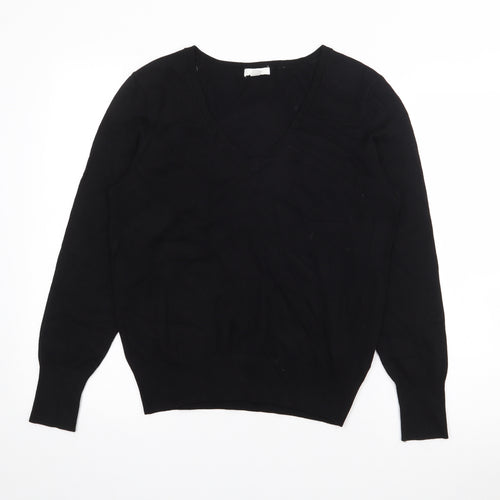 H&M Womens Black V-Neck  Viscose Pullover Jumper Size M