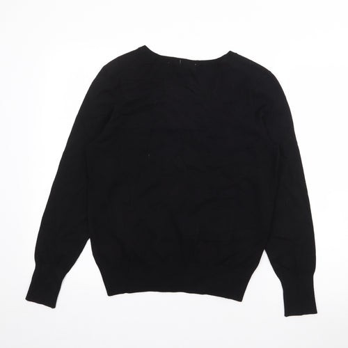 H&M Womens Black V-Neck  Viscose Pullover Jumper Size M