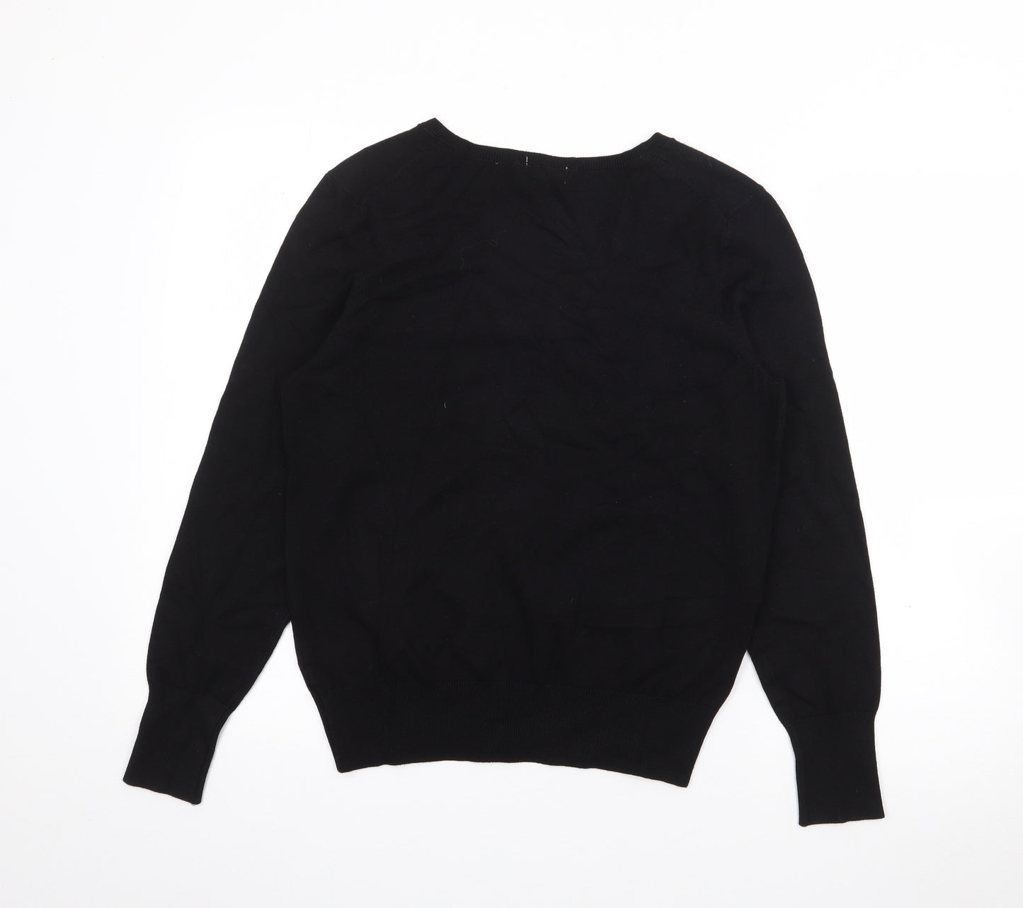 H&M Womens Black V-Neck  Viscose Pullover Jumper Size M