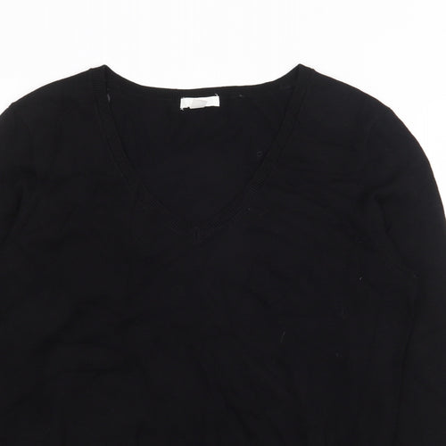 H&M Womens Black V-Neck  Viscose Pullover Jumper Size M