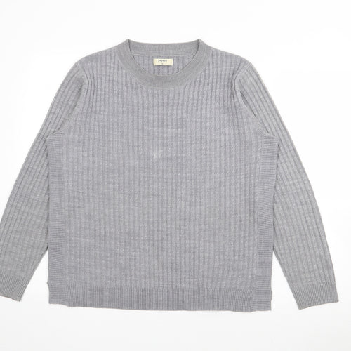 Papaya Womens Grey V-Neck  Acrylic Pullover Jumper Size 16