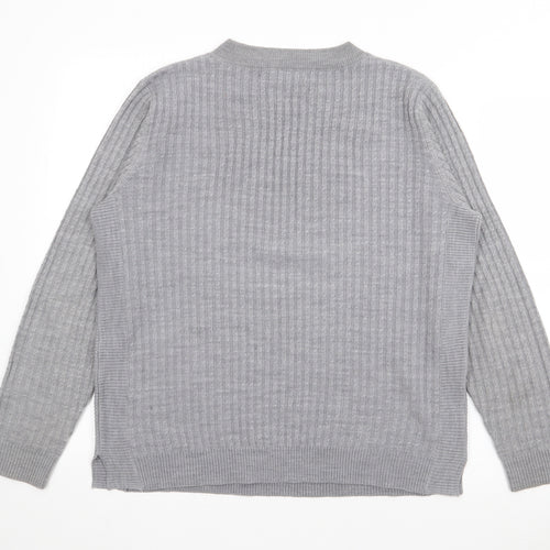 Papaya Womens Grey V-Neck  Acrylic Pullover Jumper Size 16