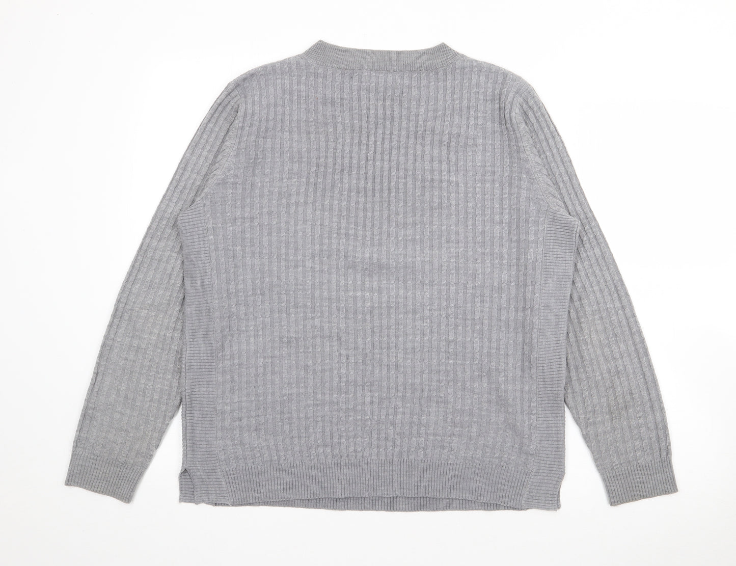 Papaya Womens Grey V-Neck  Acrylic Pullover Jumper Size 16