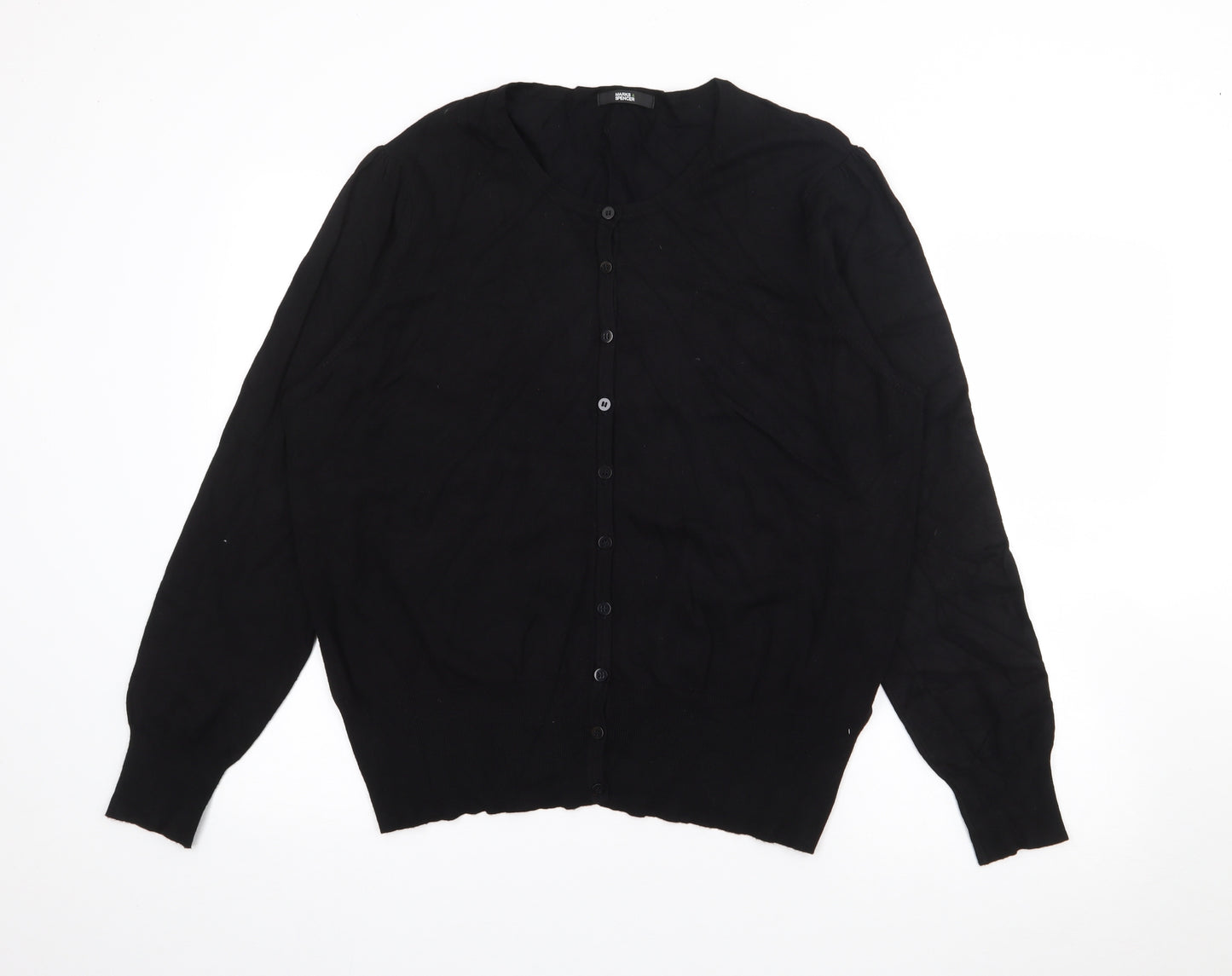 Marks and Spencer Womens Black V-Neck  Viscose Cardigan Jumper Size 22