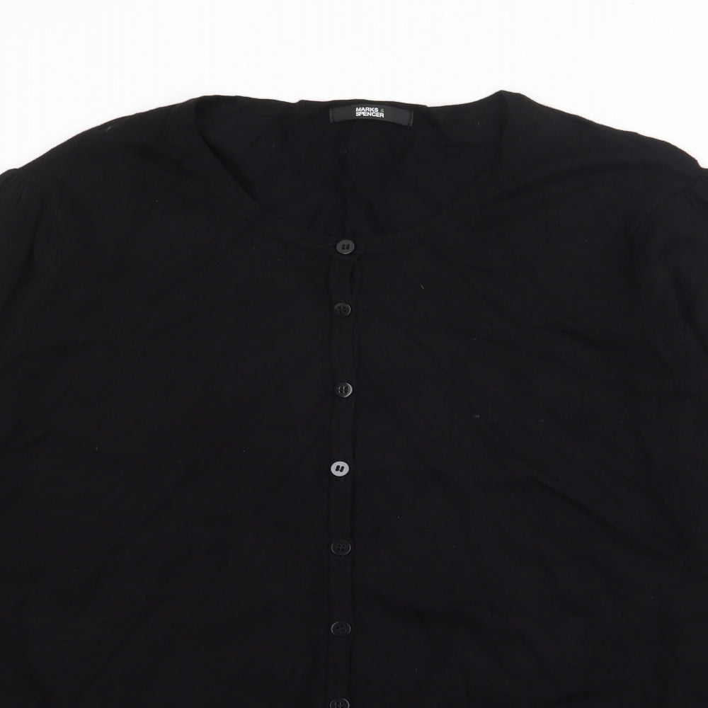 Marks and Spencer Womens Black V-Neck  Viscose Cardigan Jumper Size 22