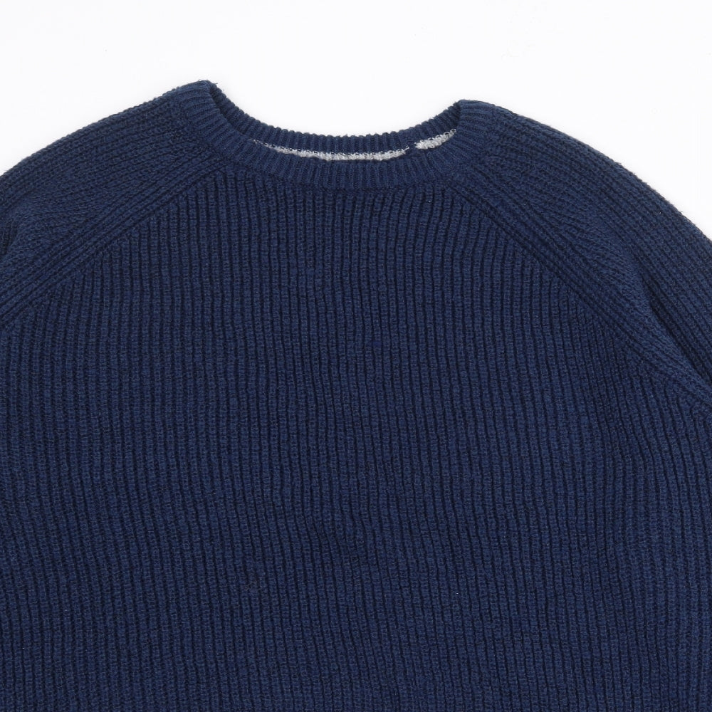 Lincoln Mens Blue Crew Neck  Acrylic Pullover Jumper Size L