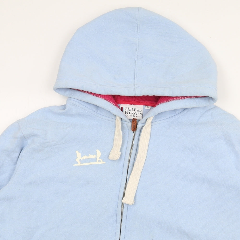 Help For Heroes Womens Blue  Cotton Full Zip Hoodie Size 16  Zip