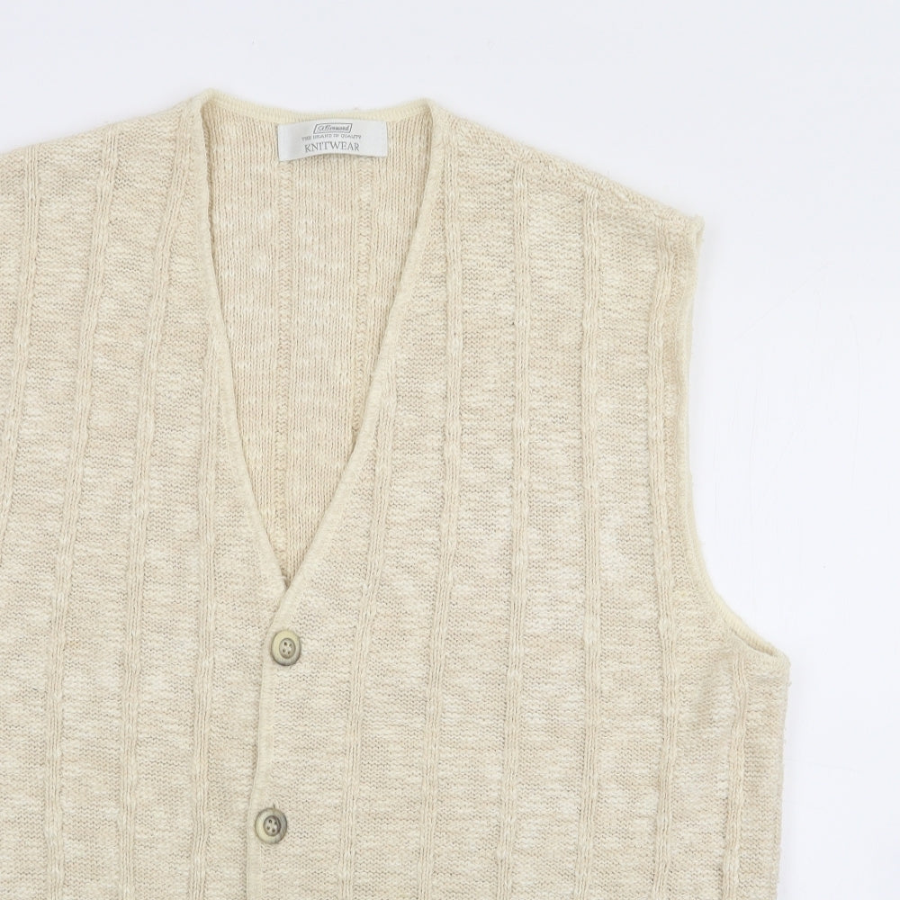 St Bernard Mens Ivory V-Neck  Acrylic Cardigan Jumper Size M