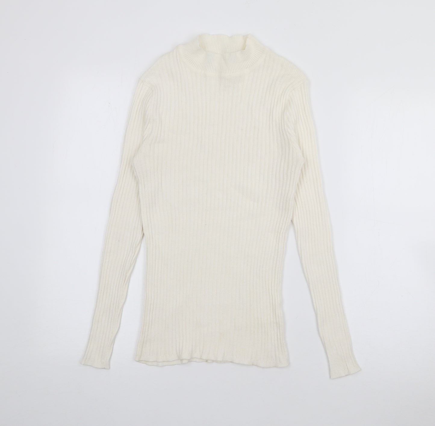 Preworn Womens Ivory High Neck  Acrylic Pullover Jumper Size M