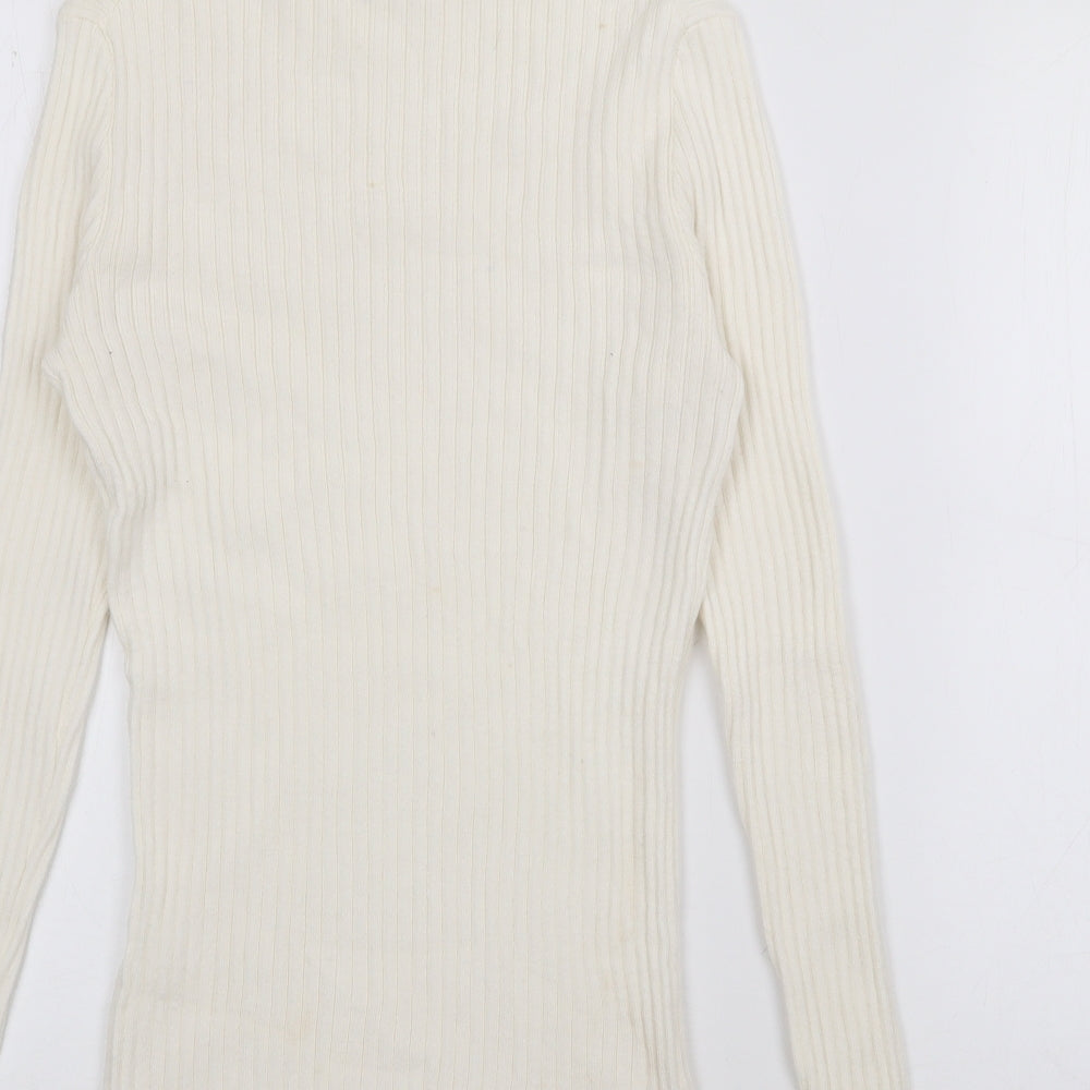 Preworn Womens Ivory High Neck  Acrylic Pullover Jumper Size M