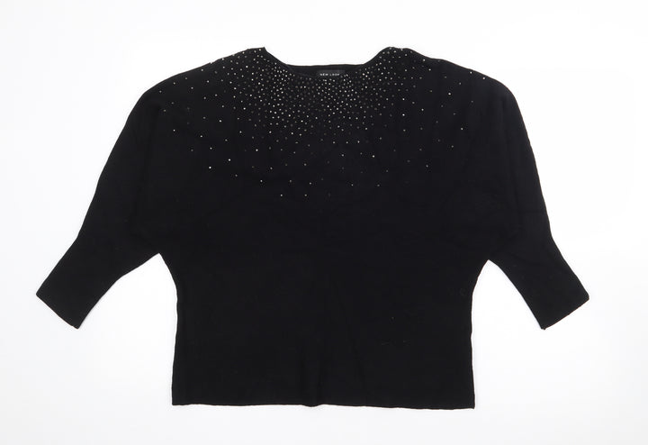 New Look Womens Black Boat Neck Viscose Pullover Jumper Size L