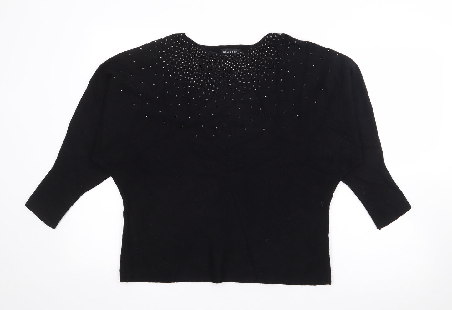 New Look Womens Black Boat Neck  Viscose Pullover Jumper Size L