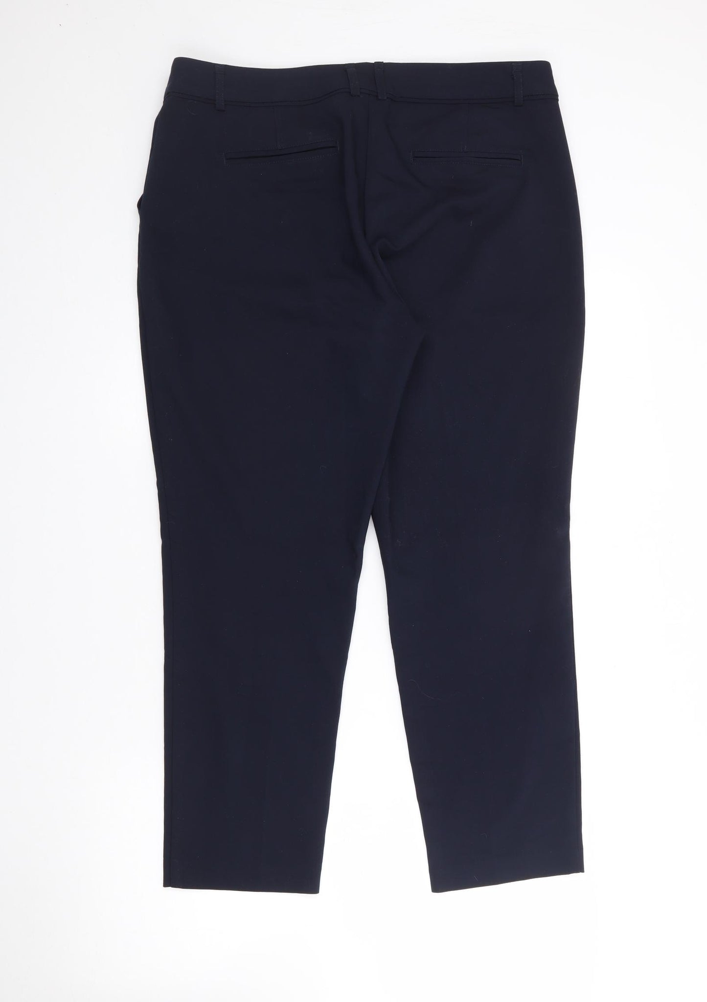 Wallis Womens Blue  Cotton Trousers  Size 14 L24 in Regular