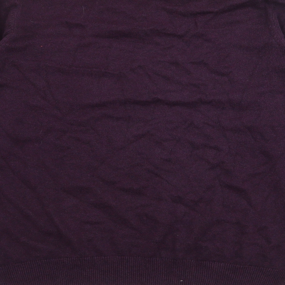Marks and Spencer Mens Purple V-Neck  Cotton Pullover Jumper Size M