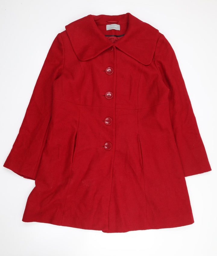 BHS Womens Red   Overcoat Coat Size 20  Button