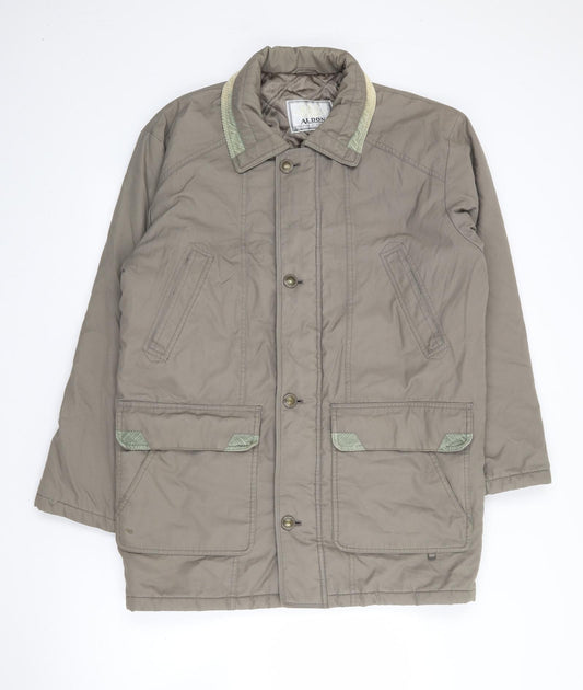 Front view of Aldon women’s green jacket coat, size S, zip