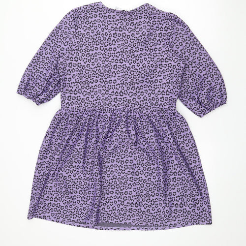 ASOS Womens Purple Animal Print Polyester Fit & Flare  Size 10  V-Neck