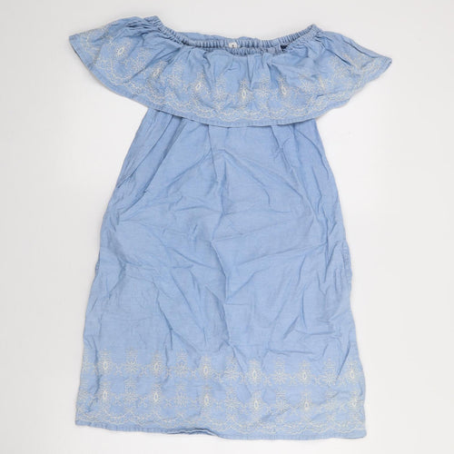 Denim Co Womens Blue  Cotton Fit & Flare  Size 8  Off the Shoulder