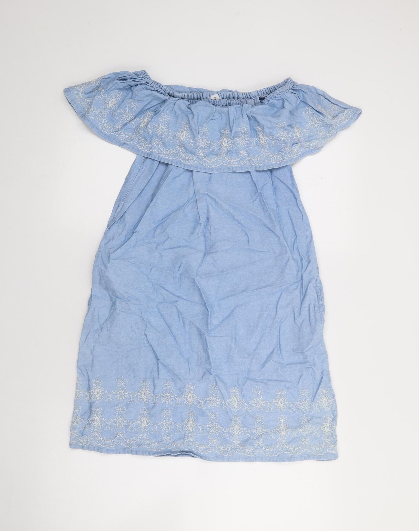 Denim Co Womens Blue  Cotton Fit & Flare  Size 8  Off the Shoulder