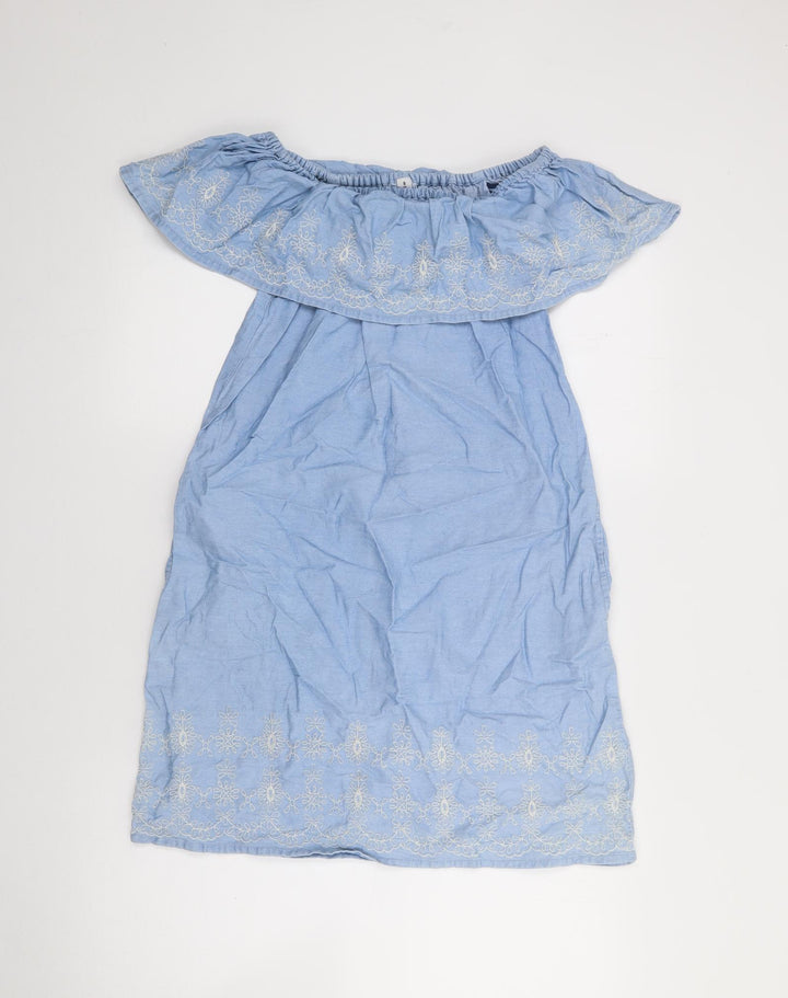 Denim Co Womens Blue  Cotton Fit & Flare  Size 8  Off the Shoulder