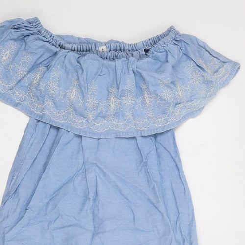 Denim Co Womens Blue  Cotton Fit & Flare  Size 8  Off the Shoulder