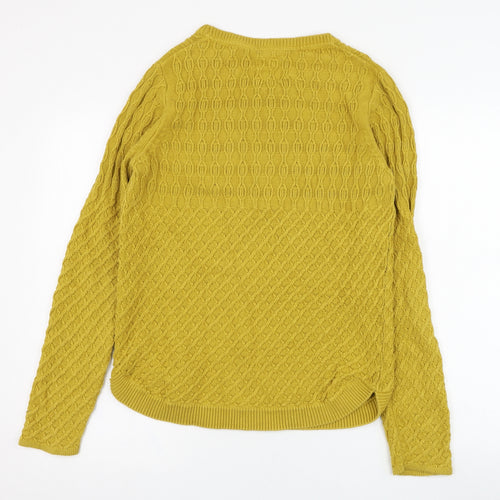 EWM Womens Yellow Round Neck  Cotton Pullover Jumper Size S