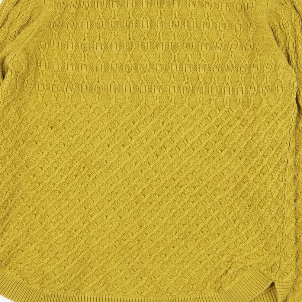 EWM Womens Yellow Round Neck  Cotton Pullover Jumper Size S