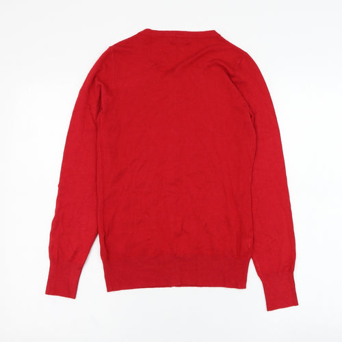 F&F Womens Red Round Neck  Viscose Cardigan Jumper Size 6