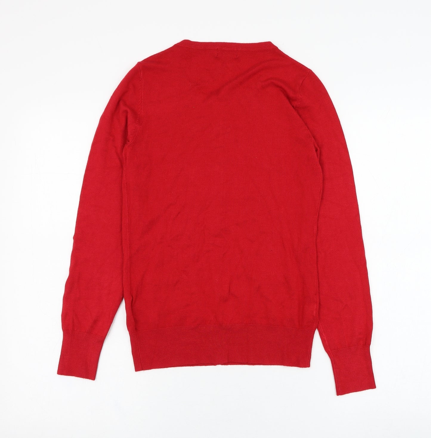 F&F Womens Red Round Neck  Viscose Cardigan Jumper Size 6
