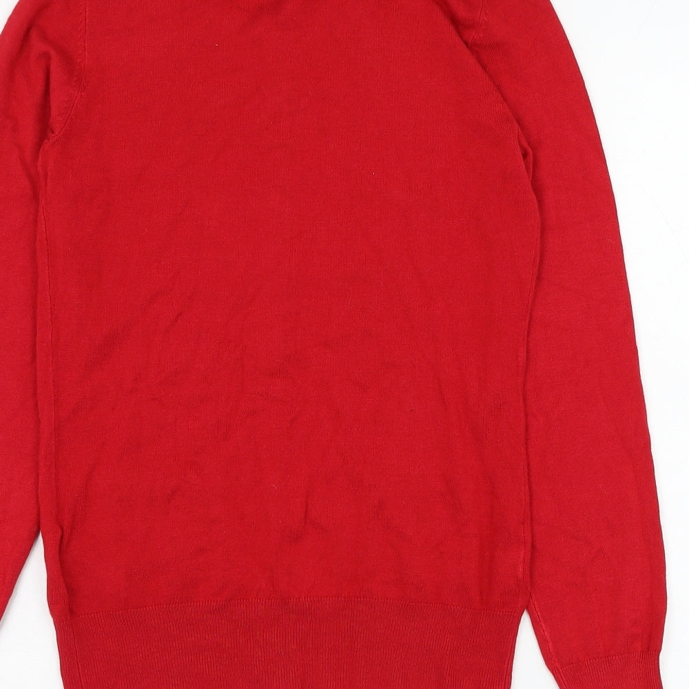F&F Womens Red Round Neck  Viscose Cardigan Jumper Size 6