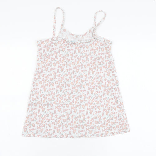 Primark Girls White Floral Polyester Basic Tank Size 7-8 Years Round Neck Pullover