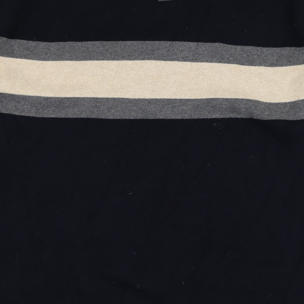 NEXT Mens Blue Round Neck Striped Cotton Pullover Jumper Size 2XL