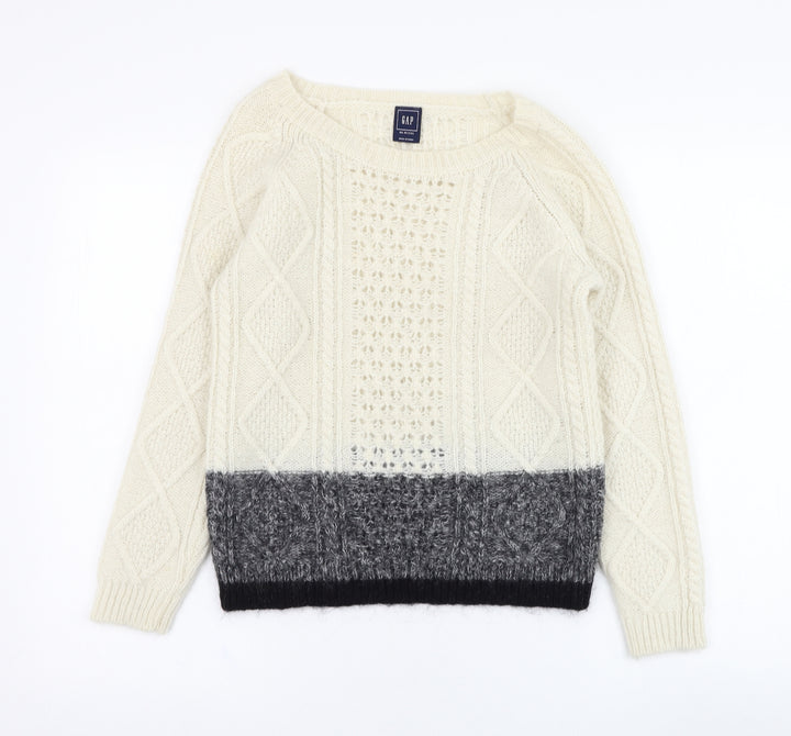 Gap Womens Ivory Round Neck  Nylon Pullover Jumper Size XS