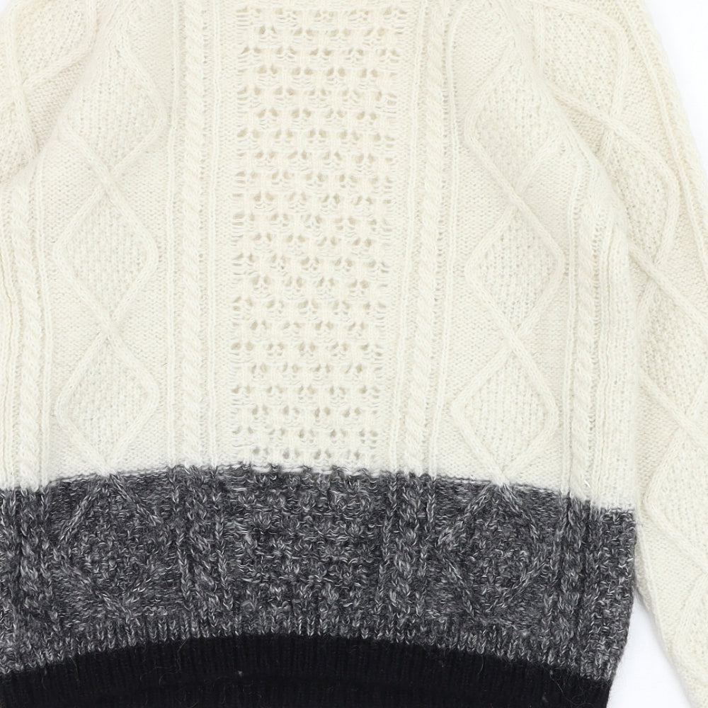 Gap Womens Ivory Round Neck  Nylon Pullover Jumper Size XS