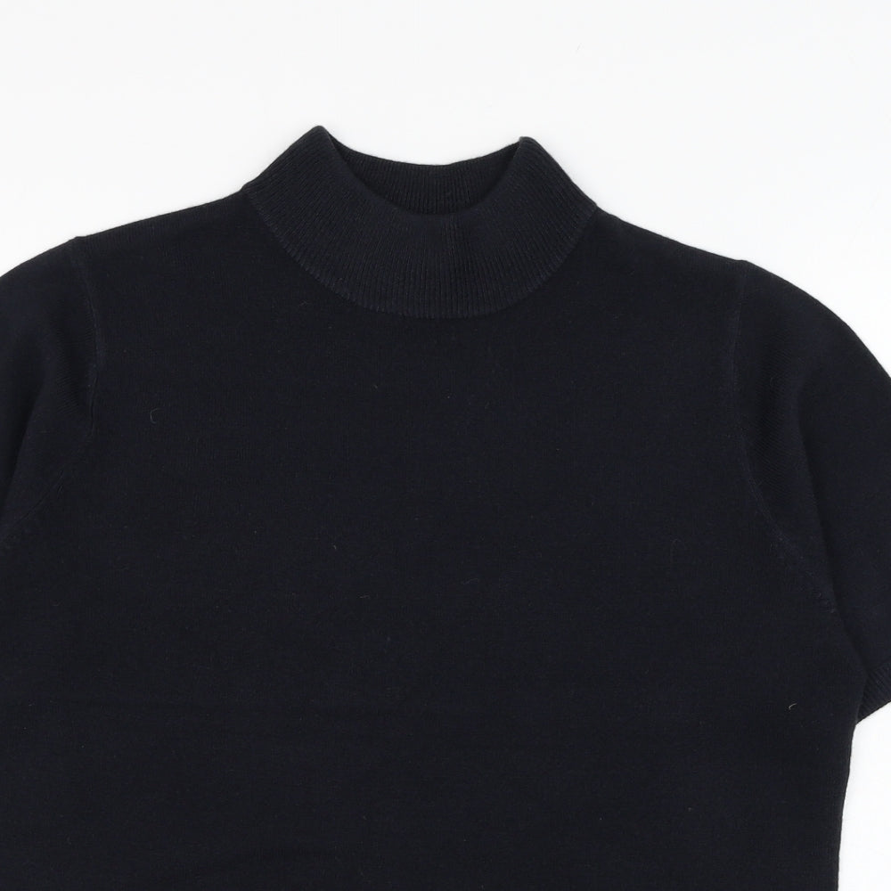 BHS Womens Black Mock Neck  Acrylic Pullover Jumper Size 12