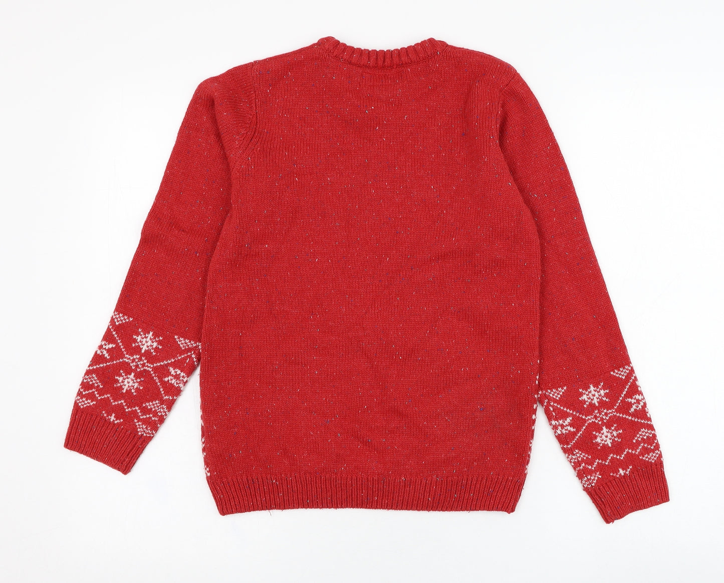 NEXT Boys Red Round Neck  Acrylic Pullover Jumper Size 11 Years  Pullover - Christmas, Reindeer