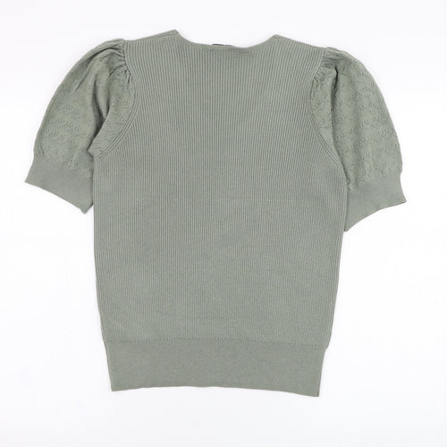 Marks and Spencer Womens Green V-Neck  Acrylic Pullover Jumper Size 14
