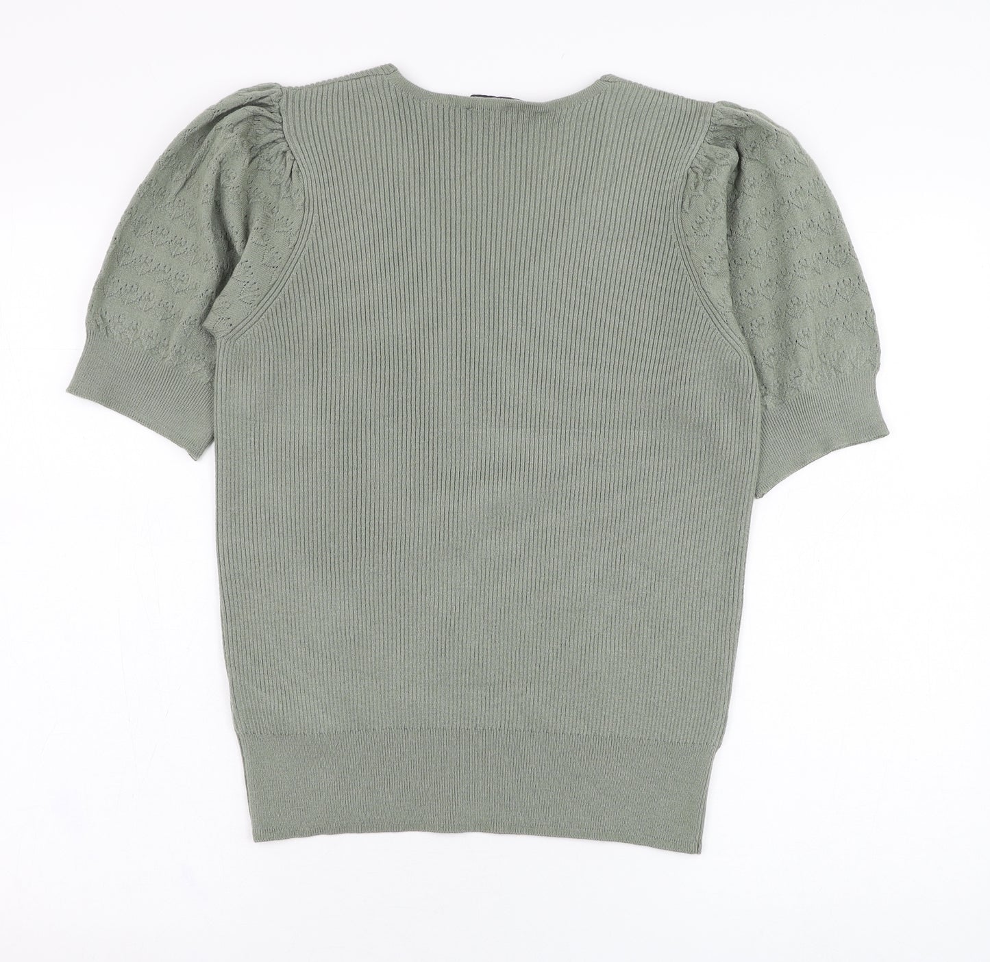 Marks and Spencer Womens Green V-Neck  Acrylic Pullover Jumper Size 14