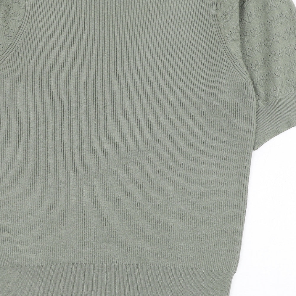 Marks and Spencer Womens Green V-Neck  Acrylic Pullover Jumper Size 14