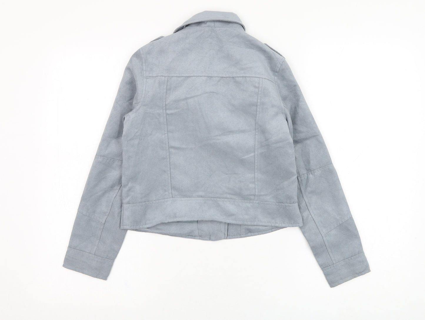 H&M Girls Blue   Biker Jacket Size 10-11 Years  Zip