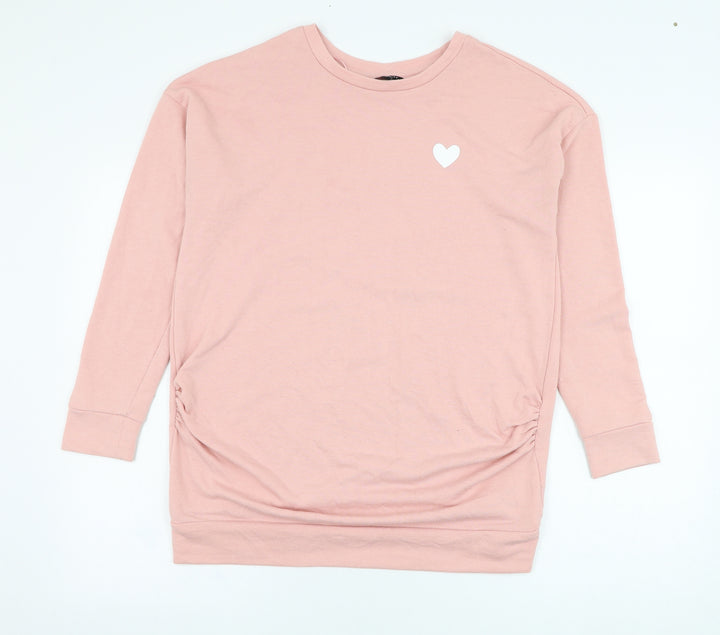 Peacocks Womens Pink Polyester Pullover Sweatshirt Size 10 Pullover - Heart