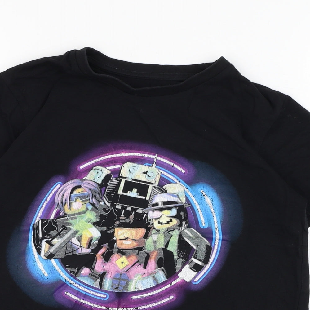 Roblox Boys Black  Cotton Basic T-Shirt Size 8-9 Years Round Neck Pullover - Roblox