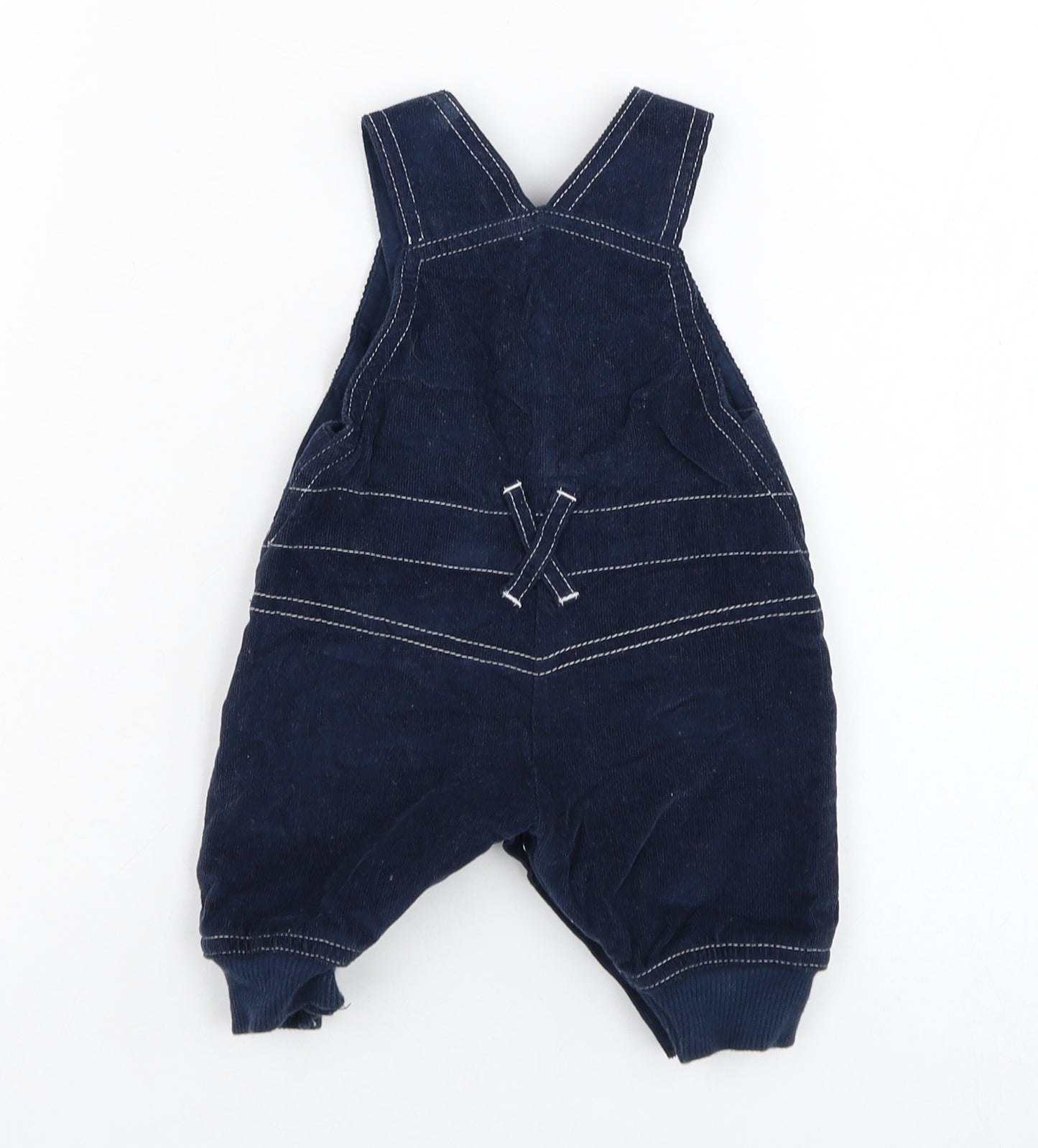 Dunnes Stores Boys Blue  Cotton Dungaree One-Piece Size 0-3 Months  Button - Horse
